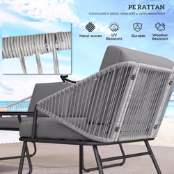 Outsunny 4 Piece Rattan Garden Furniture Set with Cushions, Grey - Additional view 4