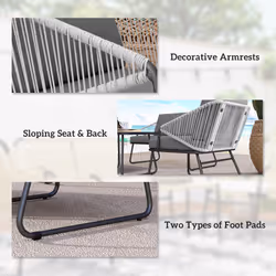 Outsunny 4 Piece Rattan Garden Furniture Set with Cushions, Grey - Additional view 6
