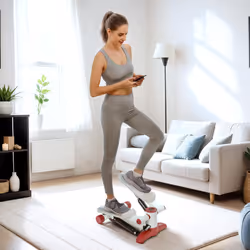 SPORTNOW Mini Stepper Machine with LCD Monitor, Non-Slip Pedals, Grey