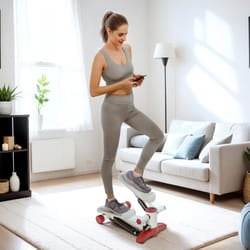 SPORTNOW Mini Stepper Machine with LCD Monitor, Non-Slip Pedals, Grey