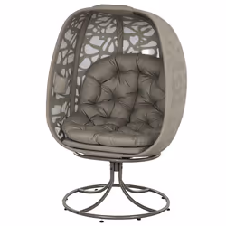 Outsunny Foldable Egg Chair with Cushions, Indoor Outdoor Swivel Lounger, Sand - Additional view 8