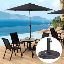 Outsunny 22kg Garden Parasol Base, Round HDPE Sun Umbrella Base, Black