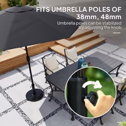 Outsunny 22kg Garden Parasol Base, Round HDPE Sun Umbrella Base, Black