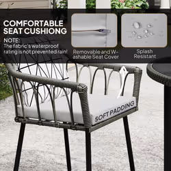 Outsunny 5 Piece Patio Rattan Dining Set w/ Removable Cushions - Grey