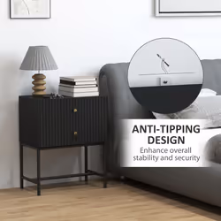HOMCOM Modern Bedside Table with 2 Drawers for Bedroom, Black - Additional view 5