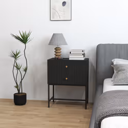 HOMCOM Modern Bedside Table with 2 Drawers for Bedroom, Black - Additional view 7