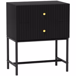 HOMCOM Modern Bedside Table with 2 Drawers for Bedroom, Black - Additional view 8