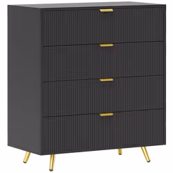 HOMCOM Chest of Drawers with 4 Drawers for Bedroom, Living Room, Black