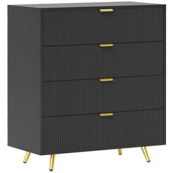 HOMCOM Chest of Drawers with 4 Drawers for Bedroom, Living Room, Black