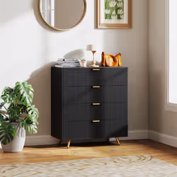 HOMCOM Chest of Drawers with 4 Drawers for Bedroom, Living Room, Black