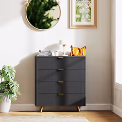 HOMCOM Chest of Drawers with 4 Drawers for Bedroom, Living Room, Black - Additional view 6