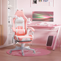 HOMCOM Gaming Chair with Footrest, Reclining Computer Chair, Pink