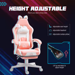 HOMCOM Gaming Chair with Footrest, Reclining Computer Chair, Pink