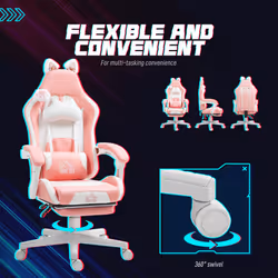 HOMCOM Gaming Chair with Footrest, Reclining Computer Chair, Pink - Additional view 5