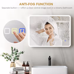 HOMCOM 600 x 800 mm Bluetooth Bathroom Mirror with LED Lights Wall Mounted - Additional view 5