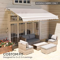Outsunny Replacement Canopy for 3 x 2.5 m Awning (Fabric Only), Cream White