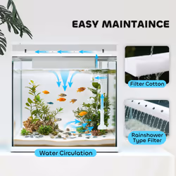 PawHut 26L Small Fish Tank with Filter System, LED Lights, Water Pump, White