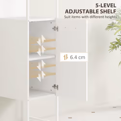 HOMCOM Tall Bathroom Cabinet with 3 Open Shelves Adjustable Shelf, White - Additional view 4