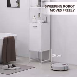 HOMCOM Tall Bathroom Cabinet with 3 Open Shelves Adjustable Shelf, White - Additional view 6