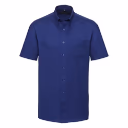 Russell Collection Mens Short Sleeve Easy Care Oxford Shirt - 21inch, Bright Royal