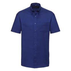 Russell Collection Mens Short Sleeve Easy Care Oxford Shirt - 21inch, Bright Royal