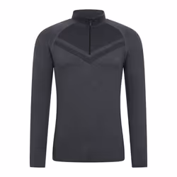 Mountain Warehouse Mens Ventina Seamless Zip Neck Base Layer Top - M-L, Charcoal