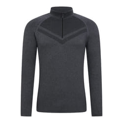 Mountain Warehouse Mens Ventina Seamless Zip Neck Base Layer Top - M-L, Charcoal