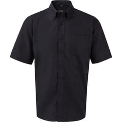 Russell Collection Mens Short Sleeve Easy Care Oxford Shirt - 18inch, Black
