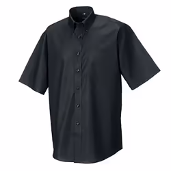 Russell Collection Mens Short Sleeve Easy Care Oxford Shirt - 18inch, Black