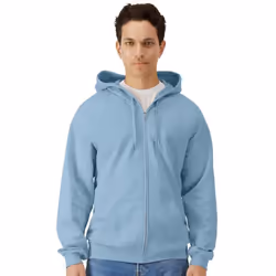 Gildan Mens Softstyle Fleece Midweight Full Zip Hoodie - 4XL, Stone Blue