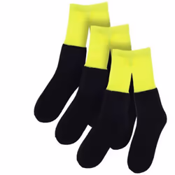 Ribbon Mens Recycled Cotton Work Socks (Pack of 3) - 6 UK-11 UK, Black/Hi Vis Yellow