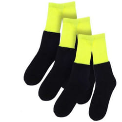 Ribbon Mens Recycled Cotton Work Socks (Pack of 3) - 6 UK-11 UK, Black/Hi Vis Yellow