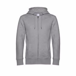 B&C Mens Full Zip Hoodie - XS, Heather Grey