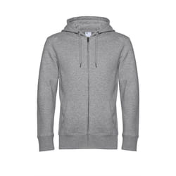 B&C Mens Full Zip Hoodie - XS, Heather Grey
