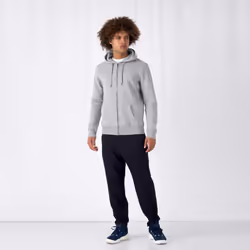 B&C Mens Full Zip Hoodie - XS, Heather Grey