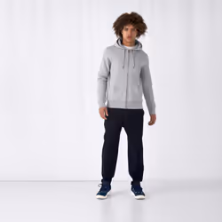 B&C Mens Full Zip Hoodie - XS, Heather Grey