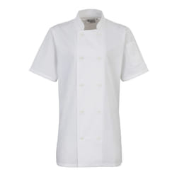 Premier Womens/Ladies Short-Sleeved Chef Jacket - L, White