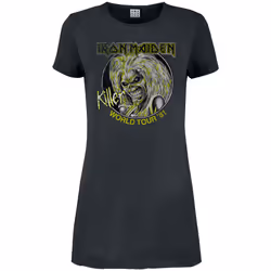 Amplified Womens/Ladies Killer World Tour 81' Iron Maiden T-Shirt Dress - XL, Charcoal