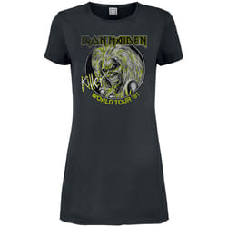 Amplified Womens/Ladies Killer World Tour 81' Iron Maiden T-Shirt Dress - XL, Charcoal