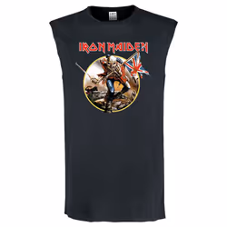 Amplified Mens Trooper Iron Maiden Sleeveless Tank Top - S, Charcoal