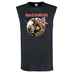 Amplified Mens Trooper Iron Maiden Sleeveless Tank Top - S, Charcoal