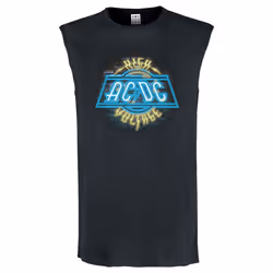 Amplified Mens High Voltage Neon AC/DC Sleeveless Tank Top - XL, Charcoal