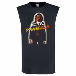 Amplified Mens Powerage Album Cover AC/DC Sleeveless Tank Top - S, Charcoal