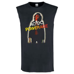 Amplified Mens Powerage Album Cover AC/DC Sleeveless Tank Top - S, Charcoal