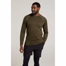 Mountain Warehouse Mens Endurance Long-Sleeved T-Shirt - L, Dark Khaki
