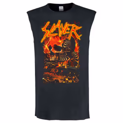 Amplified Mens War Skull Slayer Sleeveless Tank Top - S, Charcoal