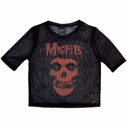Misfits Womens/Ladies Skull Mesh Logo Crop Top - S, Black/Orange