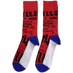 The Beatles Unisex Adult USA Socks - 7 UK-11 UK, Red