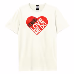 Amplified Unisex Adult Love Me Do The Beatles T-Shirt - XS, Vintage White