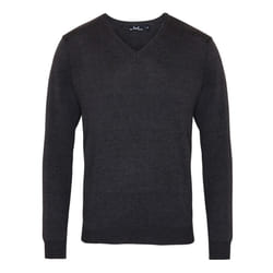 Premier Mens Knitted Cotton Acrylic V Neck Sweatshirt - 5XL, Charcoal
